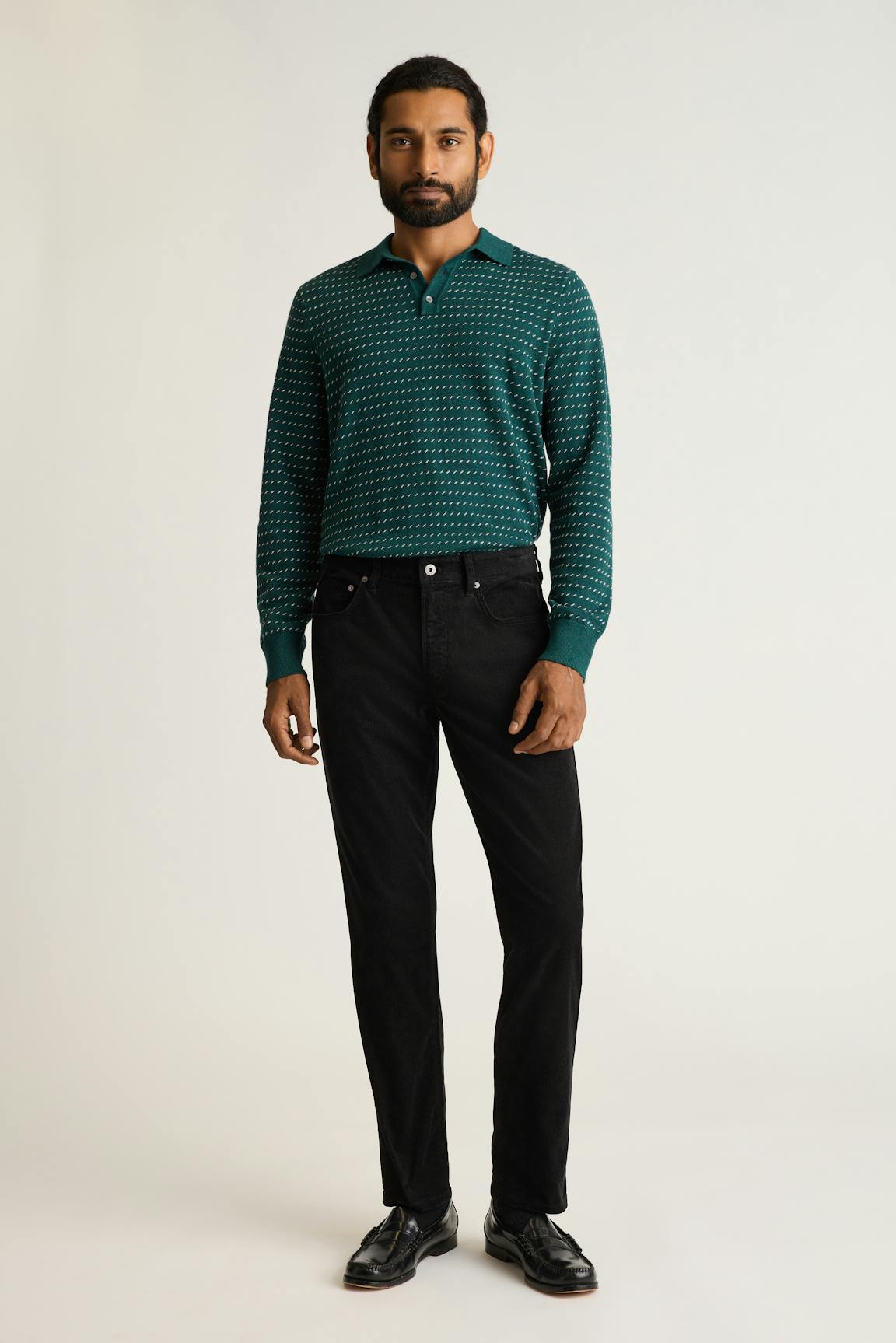 Hudson Long Sleeve Sweater Polo Bonobos Featured
